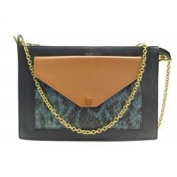 SAC A MAIN CELINE POCHETTE BANDOULIERE CUIR ET PYTHON BLEU MARINE HAND BAG 1100€