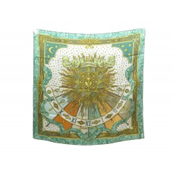 FOULARD HERMES CARPE DIEM METZ CARRE 90 CM EN SOIE VERT GREEN SILK SCARF 385€