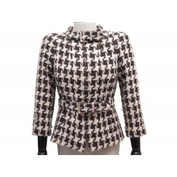 VESTE CHANEL P36345 S 36 EN TWEED PIED DE POULE AVEC CEINTURE JACKET VEST 5650€