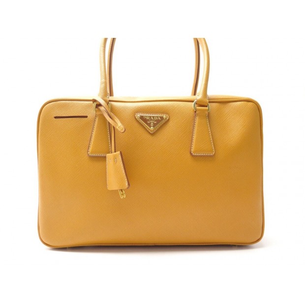 SAC A MAIN PRADA CABAS 30CM EN CUIR SAFFIANO JAUNE LEATHER HAND BAG PURSE 1370€