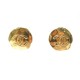 VINTAGE BOUCLES D'OREILLES CHANEL LOGO CC 1970 EN METAL DORE + BOITE EARRINGS