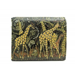 NEUF PORTEFEUILLE CHRISTIAN DIOR MINI LADY ANIMALS GIRAFES CUIR NOIR WALLET 495€