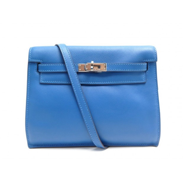 SAC A MAIN HERMES KELLY DANSE 22 EN CUIR SWIFT BLEU 2011 BANDOULIERE PURSE BAG