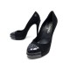 CHAUSSURES CHANEL ESCARPINS LOGO CC 40.5 EN DAIM & CUIR NOIR PUMP SHOES 830€