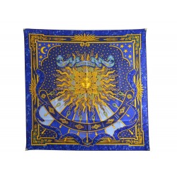 NEUF FOULARD HERMES CARPE DIEM METZ CARRE 90 EN SOIE BLEU NEW SILK SCARF 385€