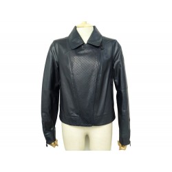 NEUF VESTE CHANEL PERFECTO 38 M EN CUIR BLEU MATELASSE LOGO CC VEST JACKET 8570€