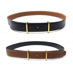 CEINTURE HERMES LIEN REVERSIBLE T95 EN CUIR NOIR ET MARRON LEATHER BELT 650€