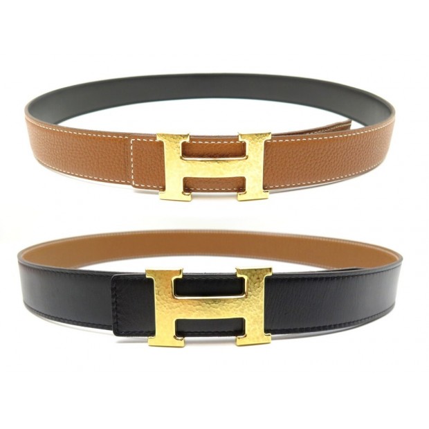 ceinture hermes reversible boucle h doree martelee t85