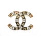 NEUF BROCHE CHANEL LOGO CC & STRASS EN METAL DORE GOLDEN NEW BROOCH JEWEL 650€