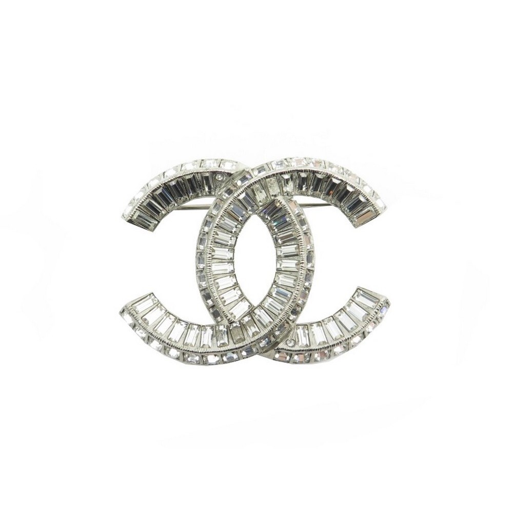 broche chanel logo cc strass a63085 en metal