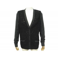 NEUF PULL CHANEL CARDIGAN GILET P53166 M 38 EN CACHEMIRE & COTON NOIR NEW 4970€