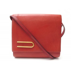 SAC A MAIN DELVAUX 23 CM BANDOULIERE EN CUIR GRAINE ROUGE LEATHER HAND BAG 1900€