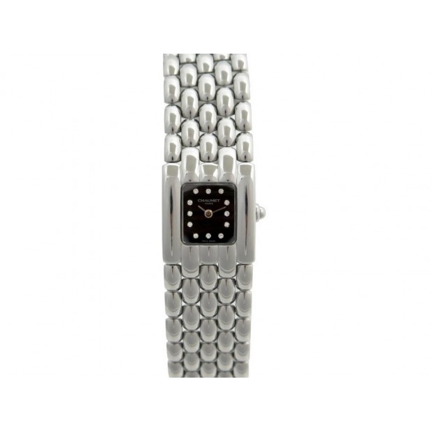 MONTRE CHAUMET KHESIS 22K 21MM QUARTZ ACIER PALLADIE INDEX DIAMANTS WATCH 2490€