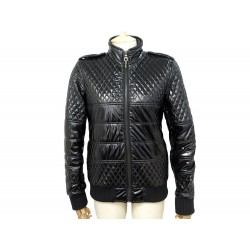 BLOUSON CHANEL DOUDOUNE EN NYLON VERNIS NOIR MANTEAU MATELASSE COAT 3800€