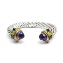 BRACELET DAVID YURMAN RENAISSANCE OR ARGENT ET AMETHYSTE 16CM CABLE 10MM 3900€