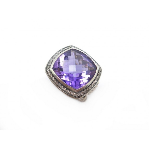 BAGUE DAVID YURMAN ALBION 17MM AMETHYSTE & DIAMANTS T59 ARGENT MASSIF RING 2400€