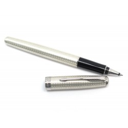 NEUF STYLO BILLE PARKER SONNET EN METAL ARGENTE + ECRIN NEW ROLLERBALL PEN 330€