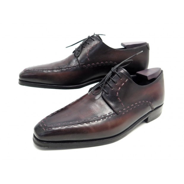 CHAUSSURES BERLUTI 8 42 DERBY CIRCATRICES CUIR VIOLET + EMBAUCHOIRS SHOES 1825€