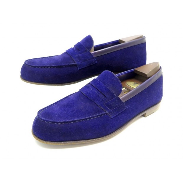 CHAUSSURES JM WESTON LE MOC YVES KLEIN 281 8D 42 MOCASSINS DAIM BLEU ED LIM 955€