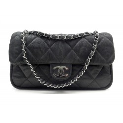 SAC A MAIN CHANEL TIMELESS LOGO CC EN TOILE NOIR BLACK LEATHER HANDBAG 2800€