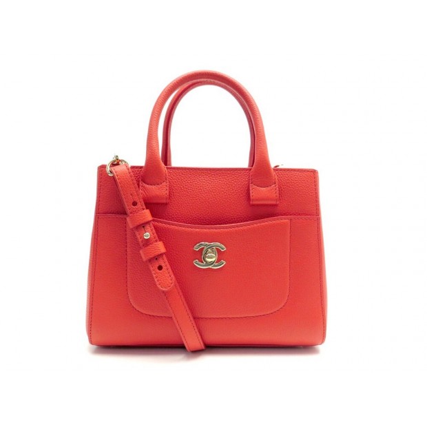 NEUF SAC A MAIN CHANEL MINI NEO EXECUTIVE A69929 CUIR CAVIAR ORANGE CORAIL 2700€