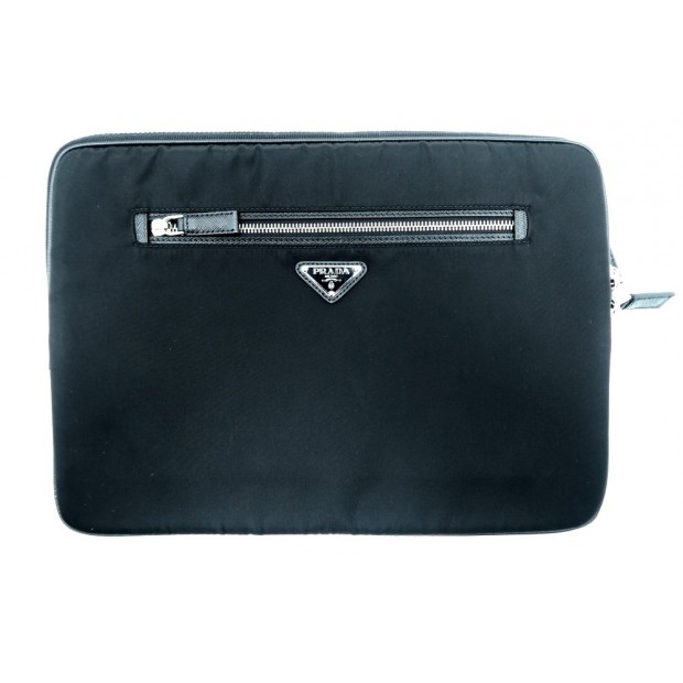 NEUF POCHETTE PRADA SAC ORDINATEUR PORTABLE NYLON NOIR 