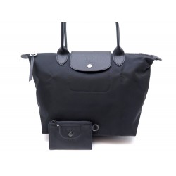 NEUF SAC A MAIN LONGCHAMP LE PLIAGE NEO S EN TOILE NOIR + POCHETTE CLE BAG 190€