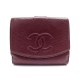 VINTAGE PORTEFEUILLE CHANEL CUIR CAVIAR BORDEAUX LOGO CC PORTE MONNAIE 770€