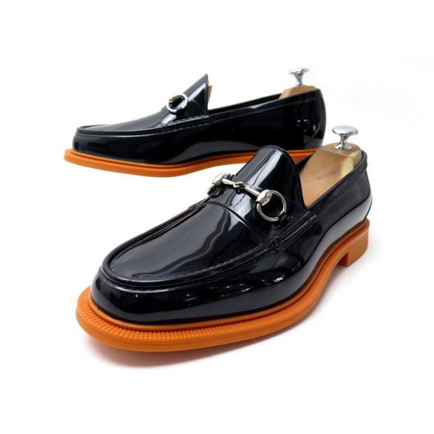 NEUF CHAUSSURES GUCCI MOCASSINS BAXTON 8 42 EN CAOUTCHOUC NOIR BOITE NEW SHOES