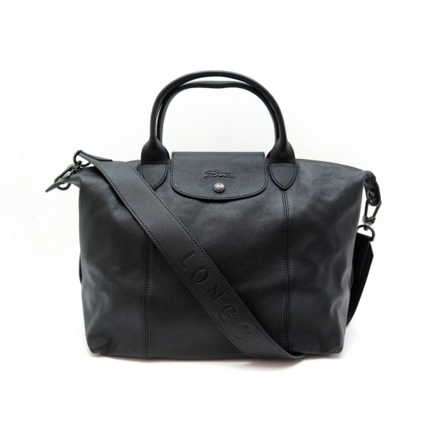 NEUF SAC A MAIN LONGCHAMP LE PLIAGE L1515757001 BANDOULIERE CUIR NOIR BAG 490€