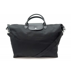 NEUF SAC A MAIN VOYAGE LONGCHAMP LE PLIAGE NEO L EN TOILE NOIR TRAVEL BAG 195€