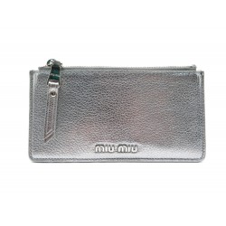 NEUF PORTE CARTE MIU MIU EN CUIR ARGENTE PORTE MONNAIE LEATHER CARD HOLDER 360€