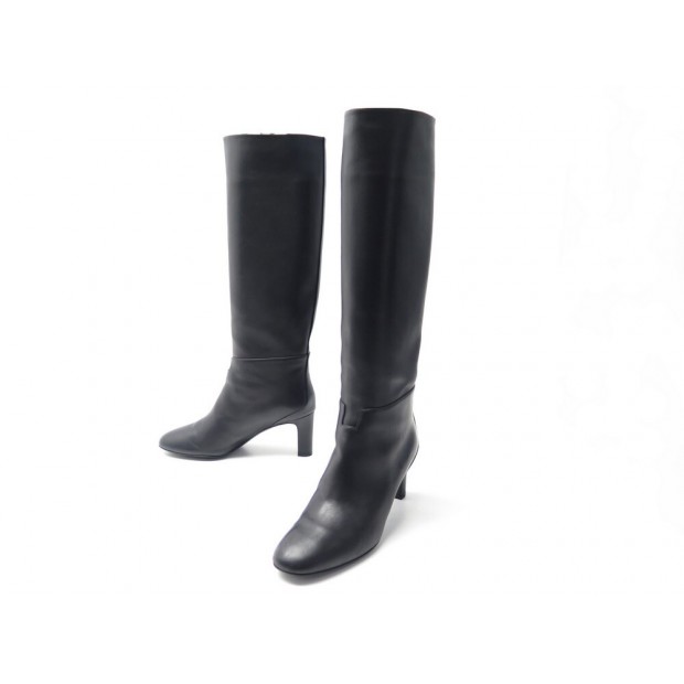 CHAUSSURES HERMES BOTTES JUDY 38.5 142024Z CUIR NOIR + BOITE BOOTS SHOES 1550€