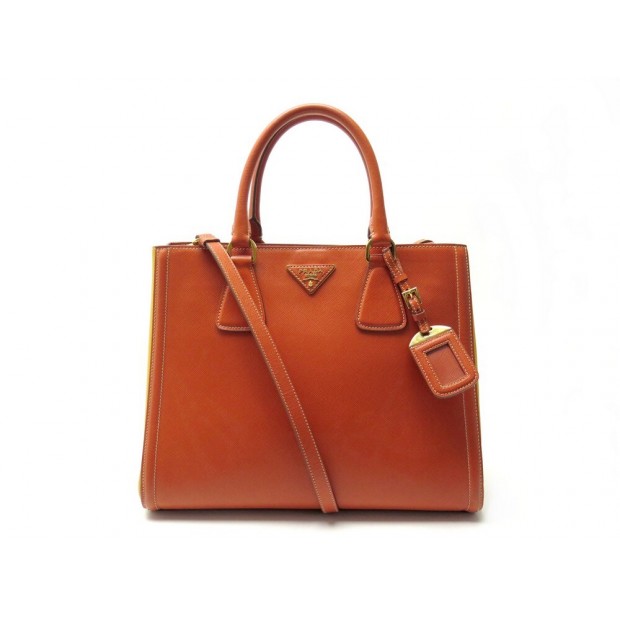 NEUF SAC A MAIN PRADA BN2438 BANDOULIERE EN CUIR SAFFIANO ORANGE ET JAUNE 1715€