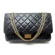 SAC A MAIN CHANEL GRAND 2.55 JUMBO A37587 ANNIVERSAIRE CUIR MATELASSE NOIR 6600€