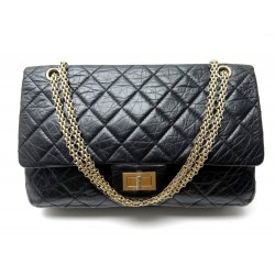 SAC A MAIN CHANEL GRAND 2.55 JUMBO A37587 ANNIVERSAIRE CUIR MATELASSE NOIR 6600€