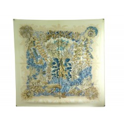 FOULARD HERMES L'ILE DESERTE ANNIE FAIVRE EN SOIE BEIGE CARRE 90 SILK SCARF 385€