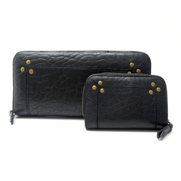 PORTEFEUILLE JEROME DREYFUSS MALCOLM + PORTE MONNAIE HENRI CUIR NOIR WALLET 485€