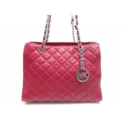 NEUF SAC A MAIN MICHAEL KORS SUSANNAH M CABAS EN CUIR MATELASSE ROUGE BAG 310€