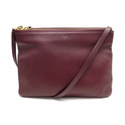 SAC A MAIN CELINE POCHETTE TRIO BM BANDOULIERE EN CUIR BORDEAUX HAND BAG 950€