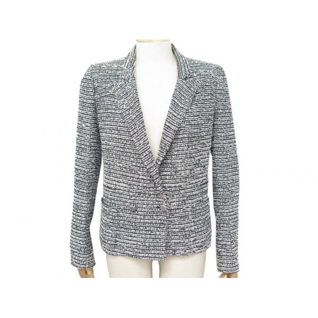 VESTE CHANEL P25521 M 38 EN TWEED ARGENTE BOUTONS LOGO CC JACKET VEST 4200€