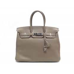 SAC A MAIN HERMES BIRKIN 35 2013 EN CUIR TOGO ETOUPE & ACIER PALLADIE BAG PURSE