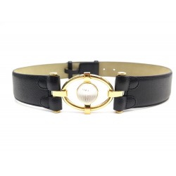 NEUF CEINTURE LALIQUE TAILLE 70 EN CUIR NOIR & BOUCLE CRISTAL + BOITE NEW BELT