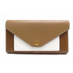 NEUF PORTEFEUILLE CELINE TRIFOLDED EN CUIR MARRON +BOITE NEW LEATHER WALLET 525€