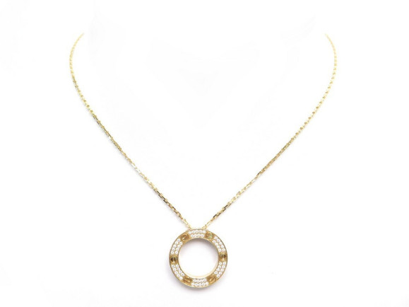 collier cartier love pave 42 cm en or jaune 18k
