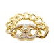 NEUF BRACELET CHANEL GOURMETTE FERMOIR SAC TIMELESS DORE AVEC STRASS CURB 590€