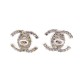 NEUF BOUCLES D OREILLES CHANEL A CLIP LOGO CC METAL ARGENTE STRASS EARRINGS 420€