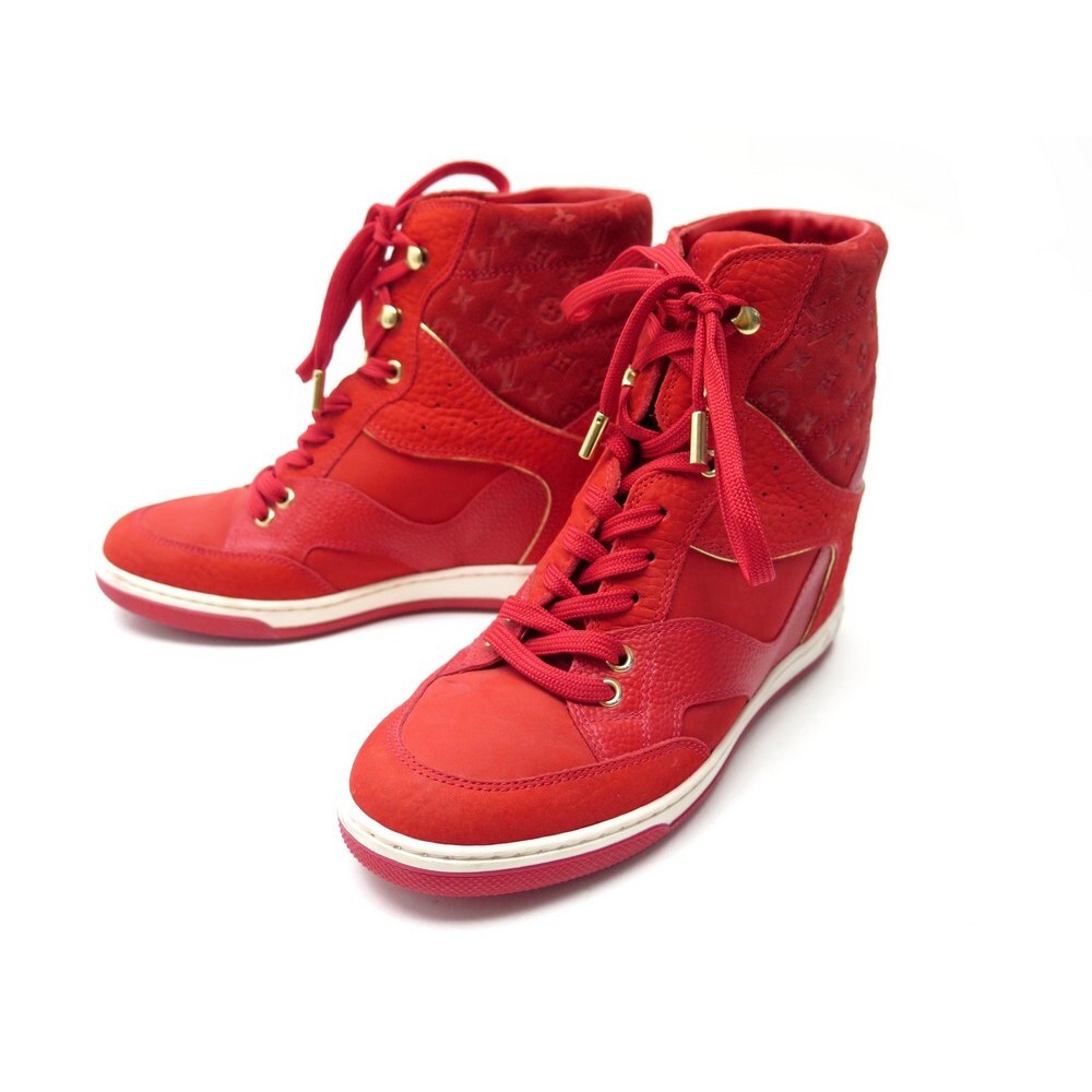 Louis Vuitton Cliff Top High Monogram High Top Wedge Burgundy