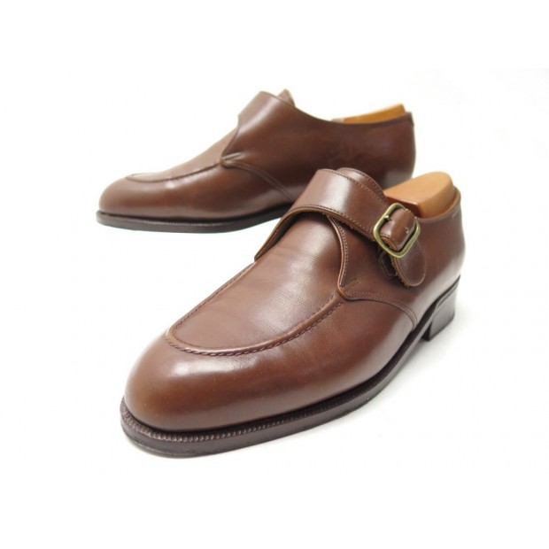 CHAUSSURES JOHN LOBB SUR MESURE MOCASSINS A BOUCLE 6.5 40.5 MARRON SHOES 7025€