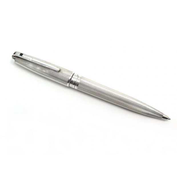 STYLO BILLE ST DUPONT OLYMPIO 0485101 EN PLAQUE ARGENT + ECRIN BALLPOINT PEN